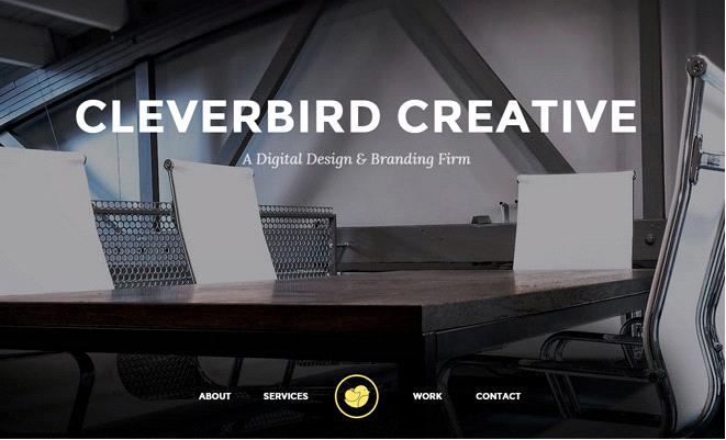 Hero-дизайн сайта компании Cleverbird Creative